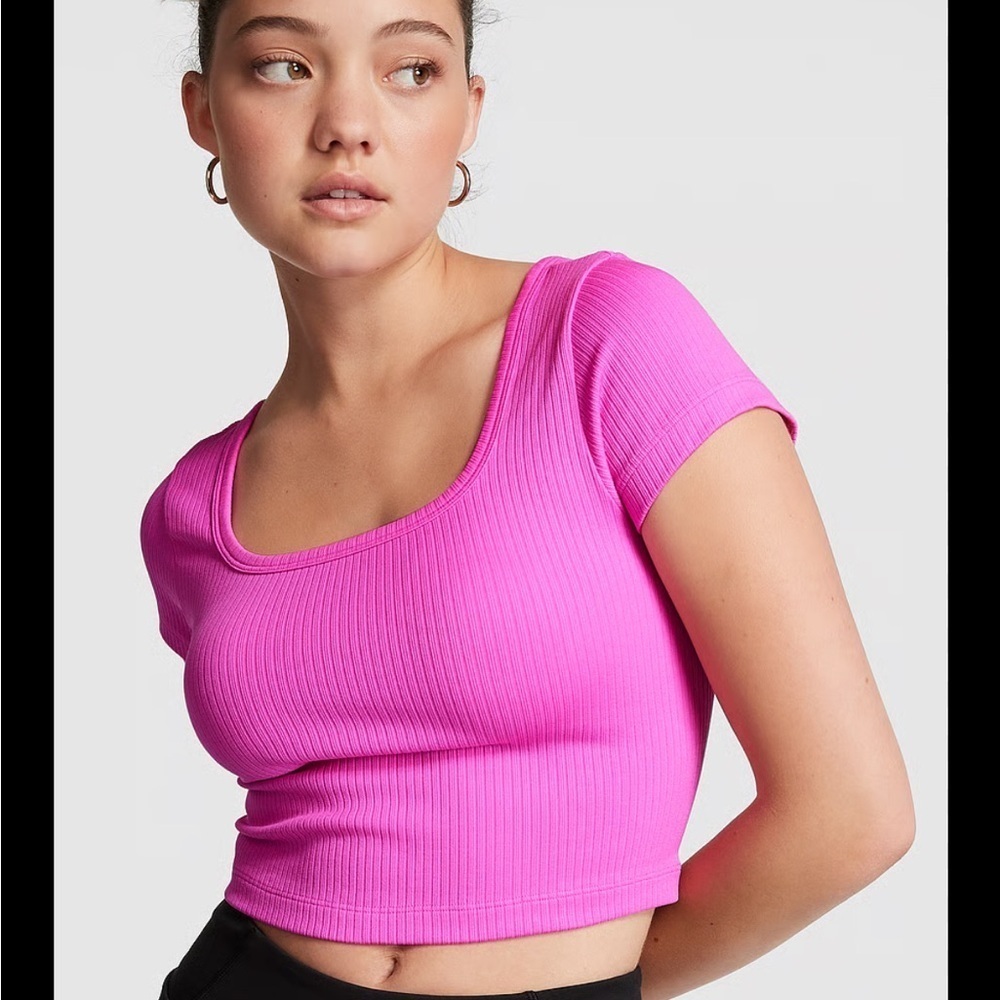 Pink Victorias Secret sleeveless Ribbed short sleeve Crop Top